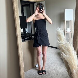 Black, linen, Princess Polly mini dress.